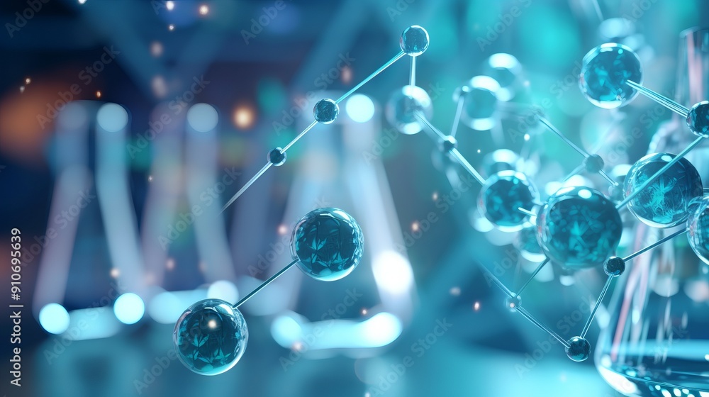 Aufkleber scientists conducting experiments with molecular model and dna in a laboratory, featuring medical sc