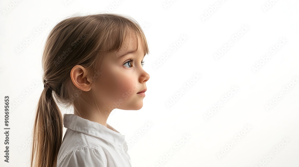 Poster young caucasian child education teacher isolated on white background looking sideways with doubtful 
