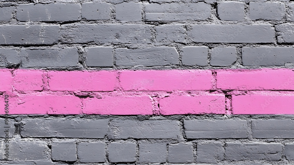 Aufkleber its a grey brick wall with pink color bar its suitable for being powerpoint template post card backg