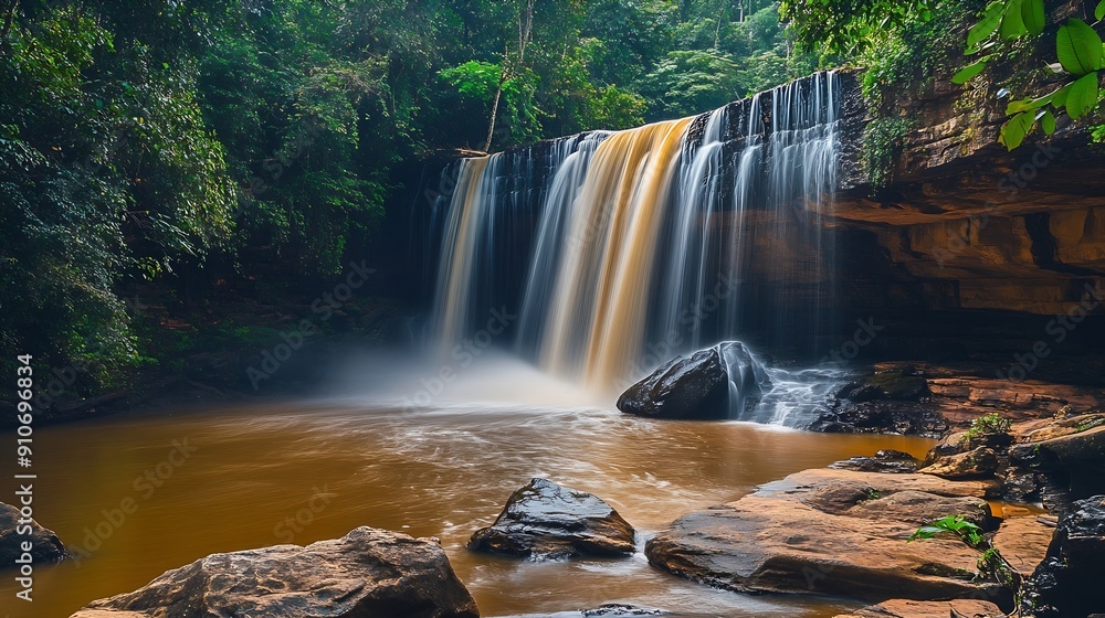 Poster the waterfall named pha takien waterfall in pang sida national park is a popular destination for its