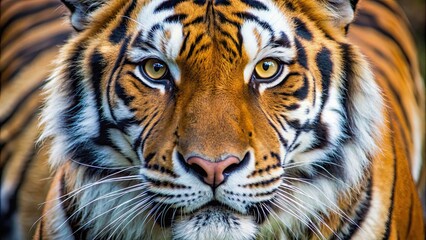 Fototapeta premium Tight close up of an amur tiger making eye contact , Amur tiger, close up, eyes, stare, wildlife, animal, predator