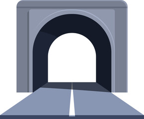 Fototapeta premium Illustration of empty asphalt road going through tunnel in mountain on white background