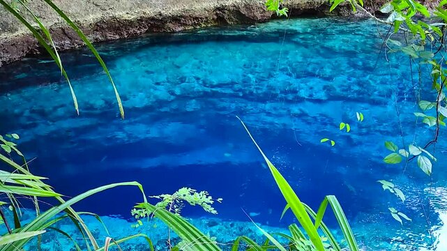 Cold spring river in Hinatuan Enchanted River. Surigao del Sur. Philippines.