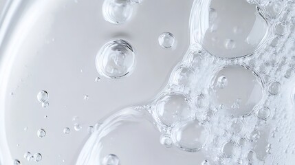 Gel texture Clear liquid cosmetic background Skincare serum beauty cream with bubbles closeup : Generative AI