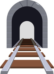 Train tracks leading into the darkness of a tunnel, with a bright light shining at the end