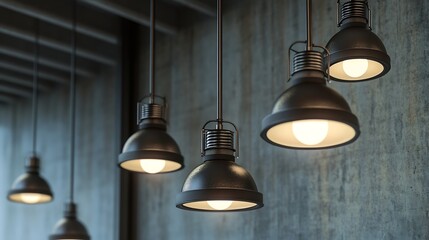 Obraz premium Light fixtures suspended from ceiling : Generative AI