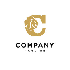 Letter C Lion Head Elegant logo icon vector