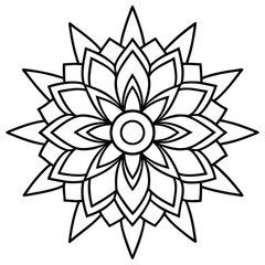 Round mandala for coloring on white background