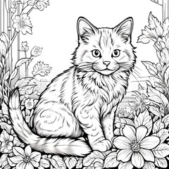 Black and White Cat with Pencil and Brush