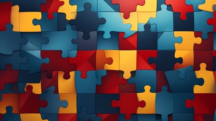 Abstract geometric background with blue, orange and red shapes.