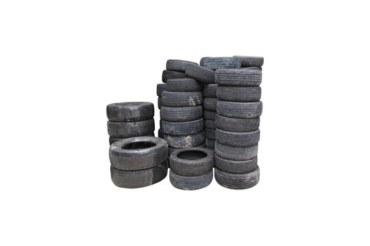 Pile of old car tires , Tire junk isolated , png file