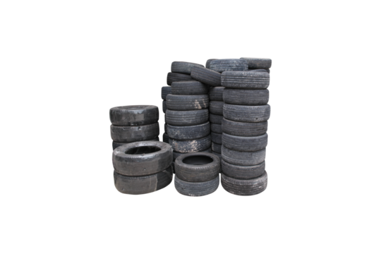 Pile of old car tires , Tire junk isolated , png file
