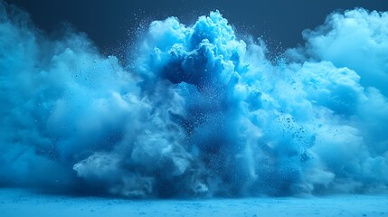 Naklejka premium Blue Powder Explosion Abstract Art blue powder splash blue smoke 