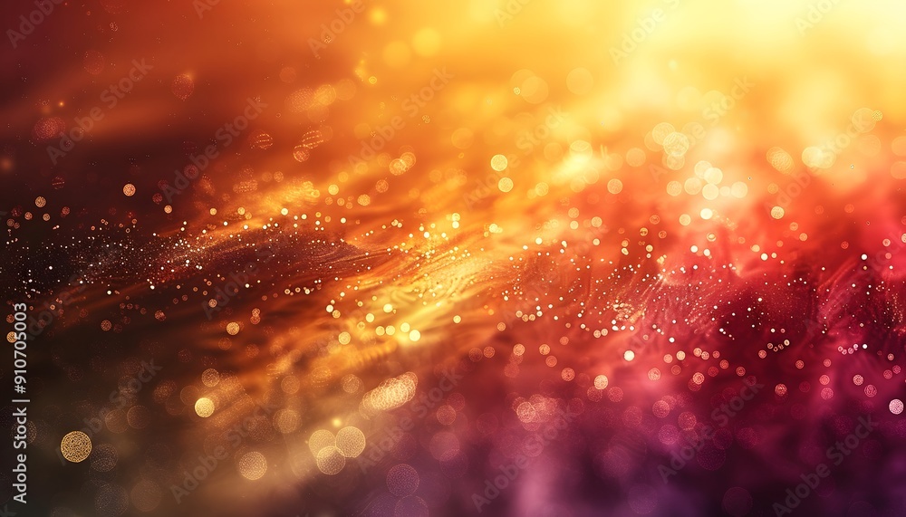 Poster abstract blurred background with a gradient of orange, yellow, and red colors with scattered bokeh c