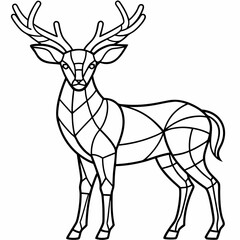 Deer-stained glass design, smooth curves, clean vector line art illustration