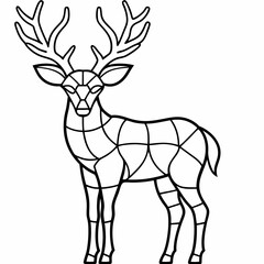 Deer-stained glass design, smooth curves, clean vector line art illustration