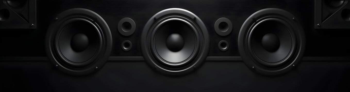 High-quality audio speakers with a sleek black design, perfect for home entertainment and sound systems.