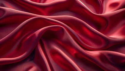 Fototapeta premium A close up of red silky fabric with folds and wrinkles