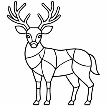 recommend clip art: Deer-stained glass design, smooth curves, clean vector line art illustration
