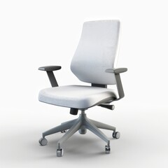 Fototapeta premium 3D Render, Low Poly style of clean-lined office chair with a basic ergonomic design, on isolated white background, Generative AI