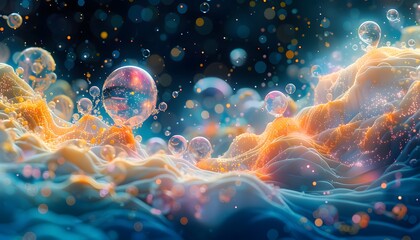 Fototapeta premium Abstract colorful background with glowing orbs