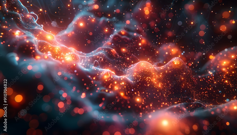 Poster abstract background with glowing particles