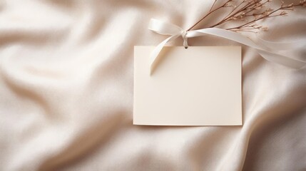 Fototapeta premium Wedding card with a blank envelope on a satin background.