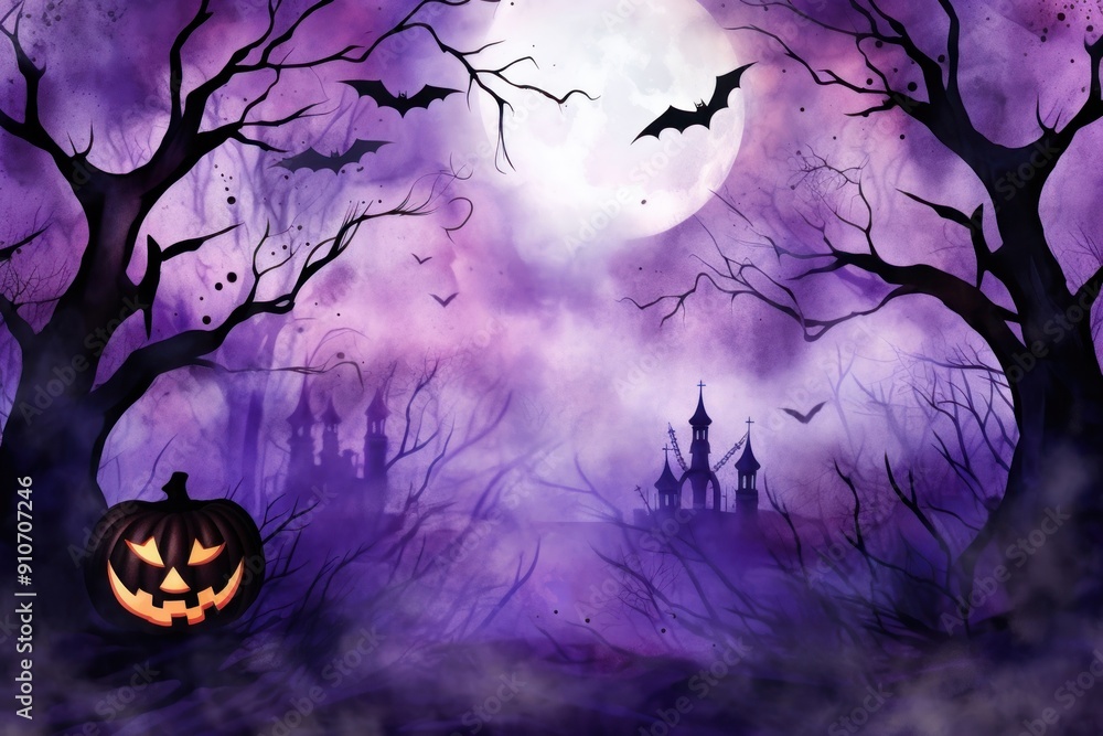 Wall mural halloween themed wallpaper halloween purple backgrounds.