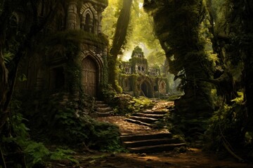 Naklejka premium Outdoors forest nature temple.