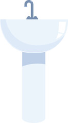 Modern ceramic sink standing on one leg with a metallic faucet for water supply, perfect for a minimalist bathroom design