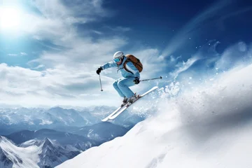 Fotobehang Skiing sports recreation outdoors. © Rawpixel.com