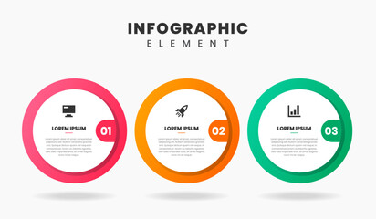 Fototapeta premium Vector Graphic of Infographic Element Design Templates with Icons and 3 Options or Steps. Suitable for Process Diagram, Presentations, Workflow Layout, Banner, Flow Chart, Infographic.