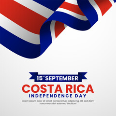Costa Rica Independence Day Vector Illustration on September 15 with Waving Flag Background