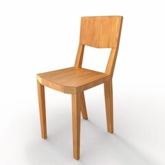 3D Render, Low Poly style of modern dining chair with a slim profile and no arms, on isolated white background, Generative AI