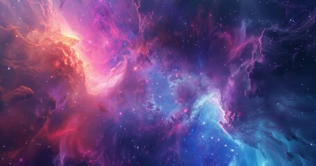 Obraz premium Cosmic Nebula with Swirling Pink and Blue Gas Clouds