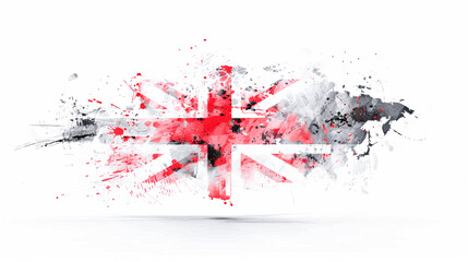 Grunge style Union Jack flag with red paint splatters United Kingdom British flag Great Britain English flag patriotism country