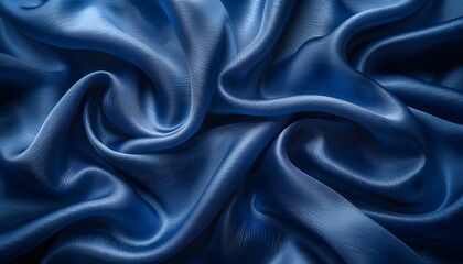Fototapeta premium A close-up of blue fabric with ripples and folds