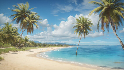 beach with palm trees