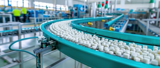 Fototapeta premium Efficient Conveyor System Moving Raw Materials for Jigsaw Puzzle Manufacturing