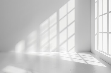 Fototapeta premium White Room with Window Light and Shadows