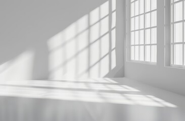Fototapeta premium Sunlight Streaming Through Windows in a White Room