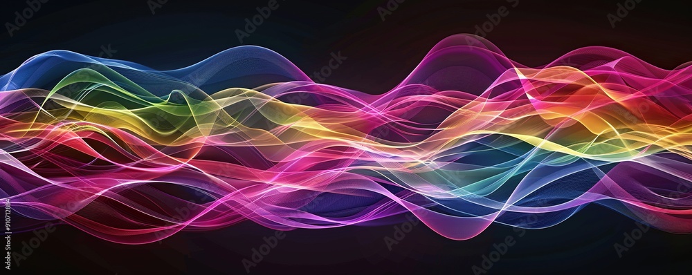 Poster abstract waves of color on a dark background