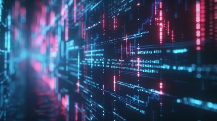 Obraz premium Analytics Data Visualization. Futuristic Hologram Interface with Binary Graphs on Digital Map