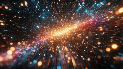 Naklejka premium Epic Stardust Diffraction with Celestial Light Effects, Featuring Vibrant Colors and Galactic Patterns in a Dramatic Display of Cosmic Beauty, Captured with High-Definition Detail