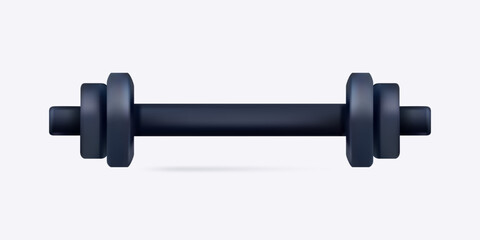 Barbell, dumbbells, sport equipment. Training tool for fitness, active lifestyle, renewing body energy. Heavy sports equipment. Tool for weight loss, strengthening muscles in the gym. Vector 3d.