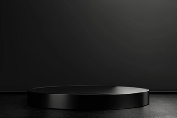 Black Circular Pedestal on Dark Surface