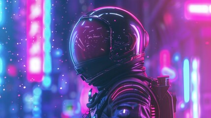 Neon City Wanderer: A Futuristic Astronaut