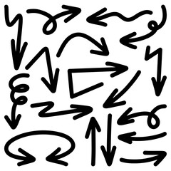 Set of Hand drawn vector arrows doodle on white background. design element vector illustration.