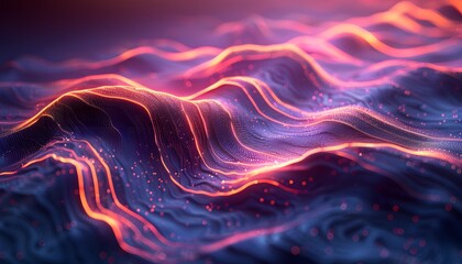 Obraz premium Abstract digital landscape with glowing lines