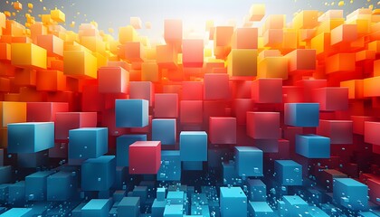 Obraz premium Abstract background of colorful cubes with a gradient from red to blue